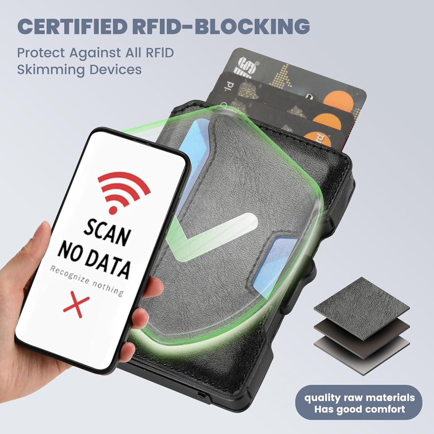 Billetera delgada AIRZOO con bloqueo RFID y clip, Negro