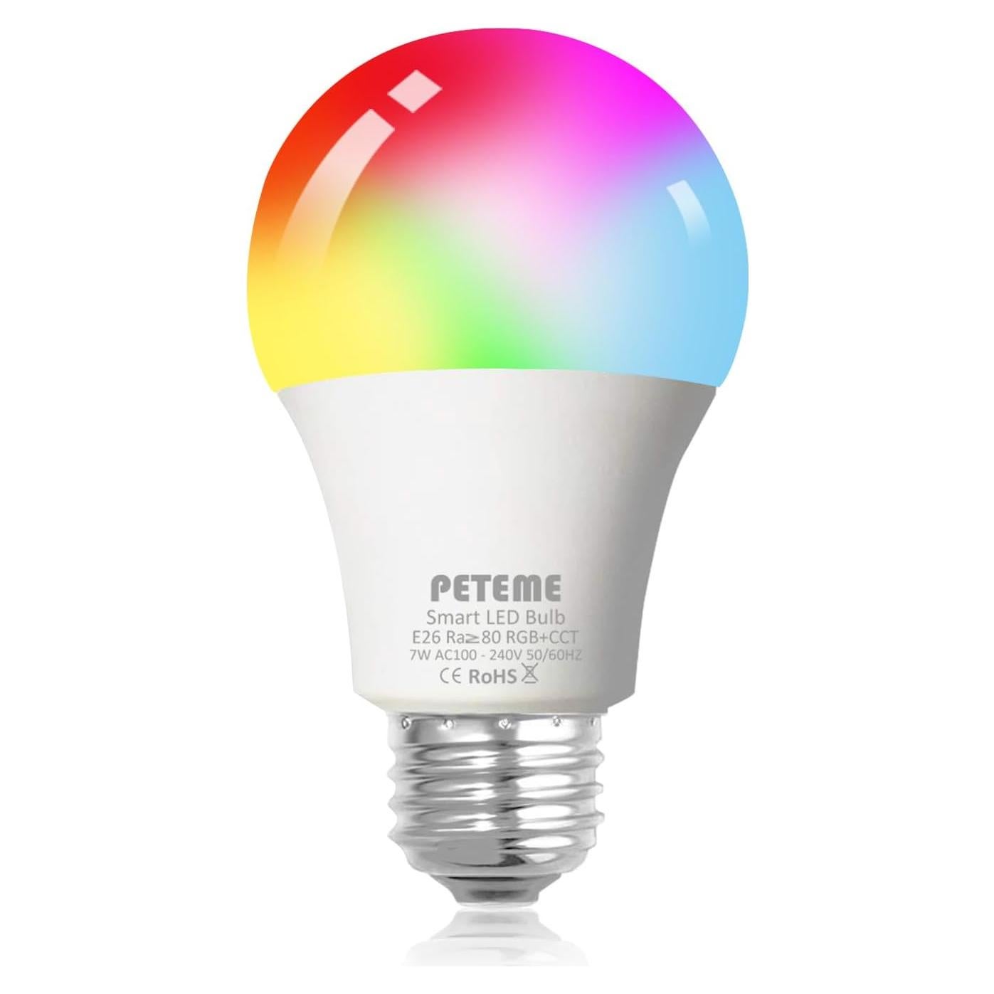 Bombilla Inteligente LED RGB WiFi Peteme E26 60W 1 Paquete