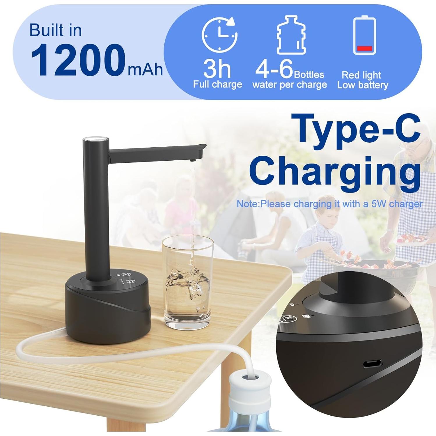 Dispensador de Agua Eléctrico Lartedaux 5 Galones USB Tipo-C