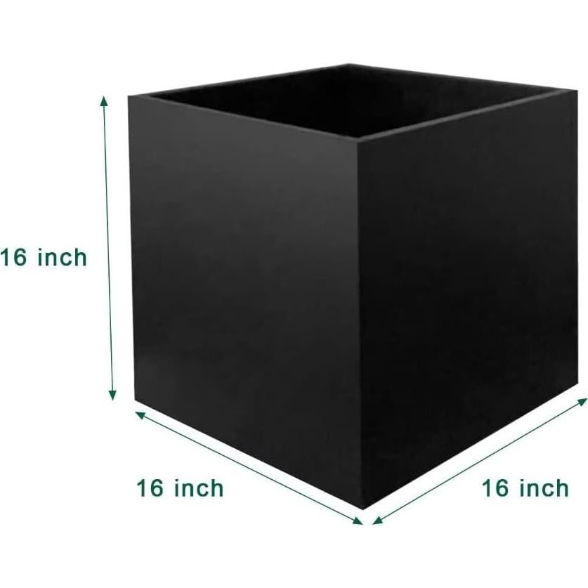 Maceta Cuadrada Negra GZGNEEVL 40.64 cm Acero Galvanizado