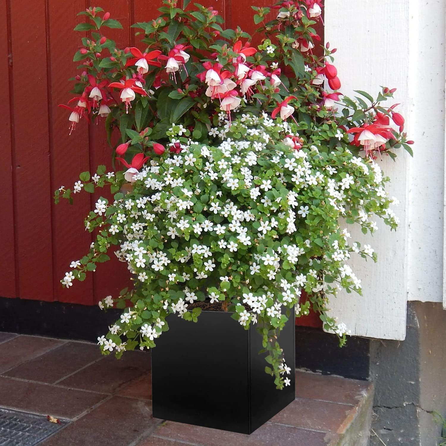 Maceta Cuadrada Negra GZGNEEVL 40.64 cm Acero Galvanizado