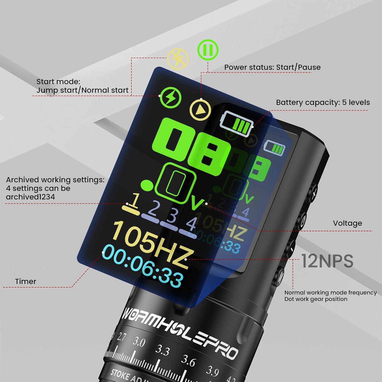Máquina de Tatuaje Inalámbrica Wormhole AQUILA 1800mAh