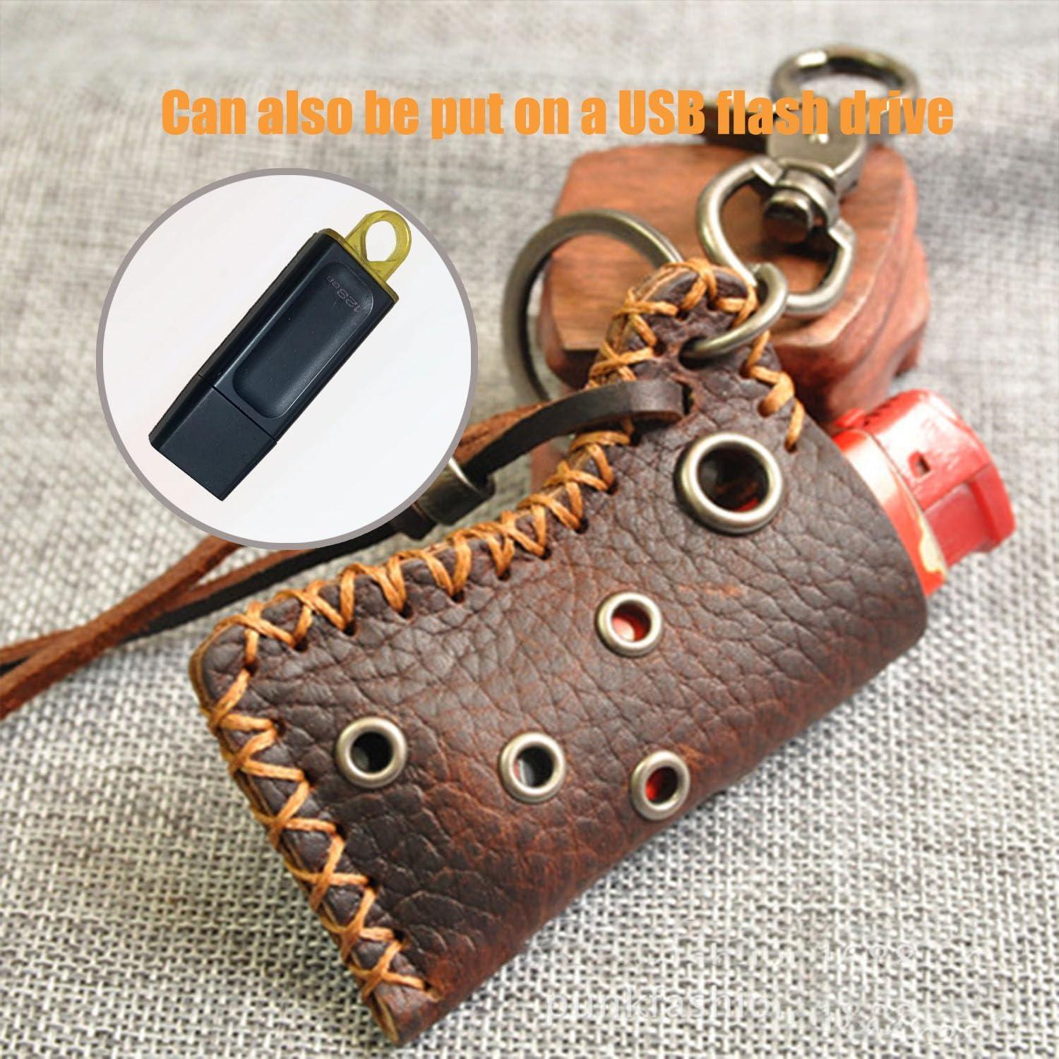 Funda de Cuero Genuino para Encendedor Bic y USB WJXFHTD