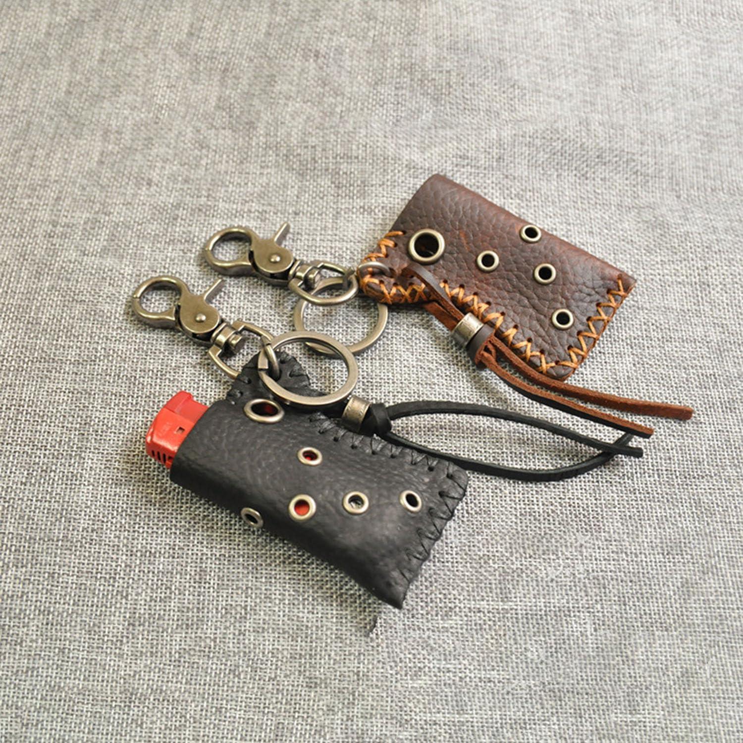 Funda de Cuero Genuino para Encendedor Bic y USB WJXFHTD