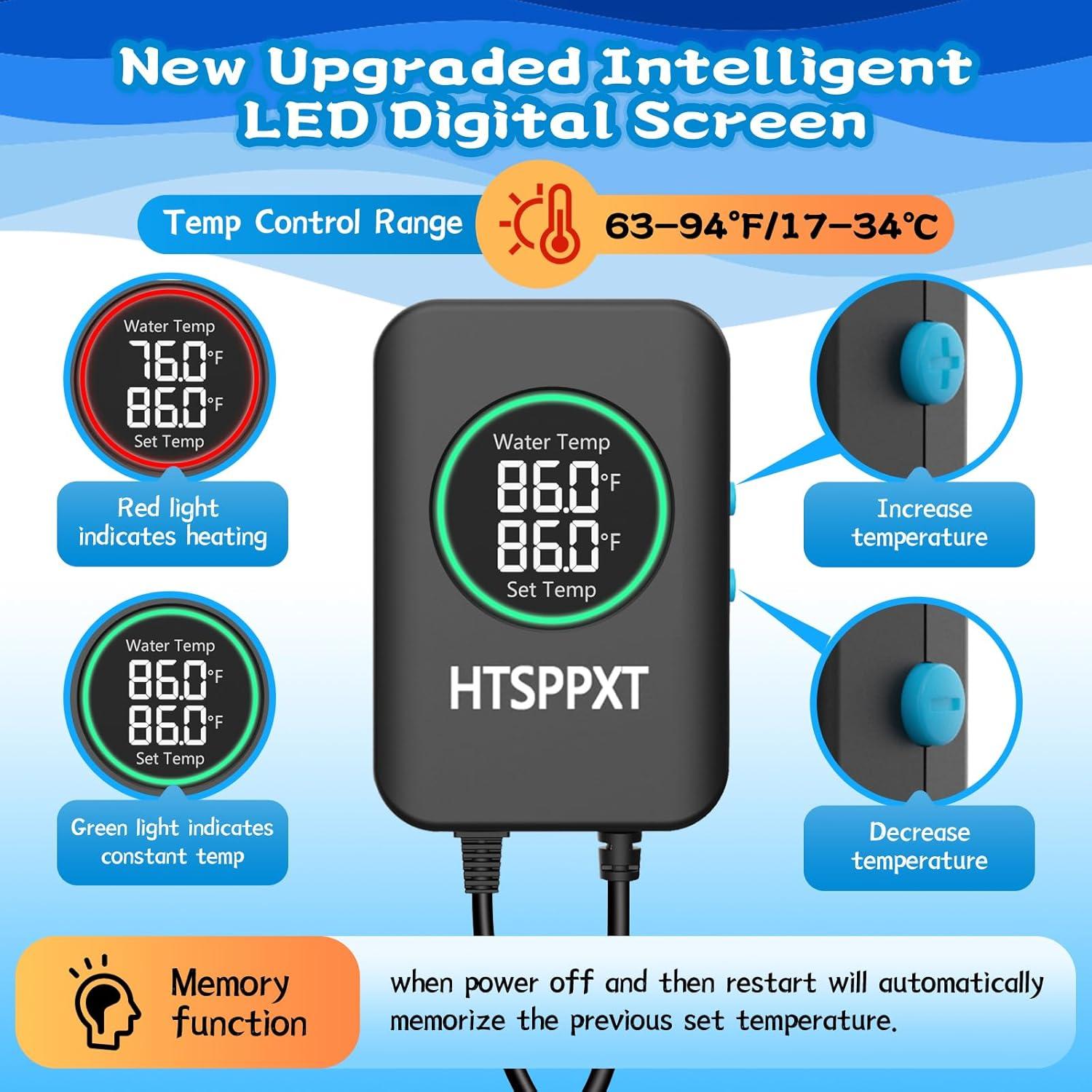 Calentador de Acuario HTSPPXT 100W Ajustable con Control LED