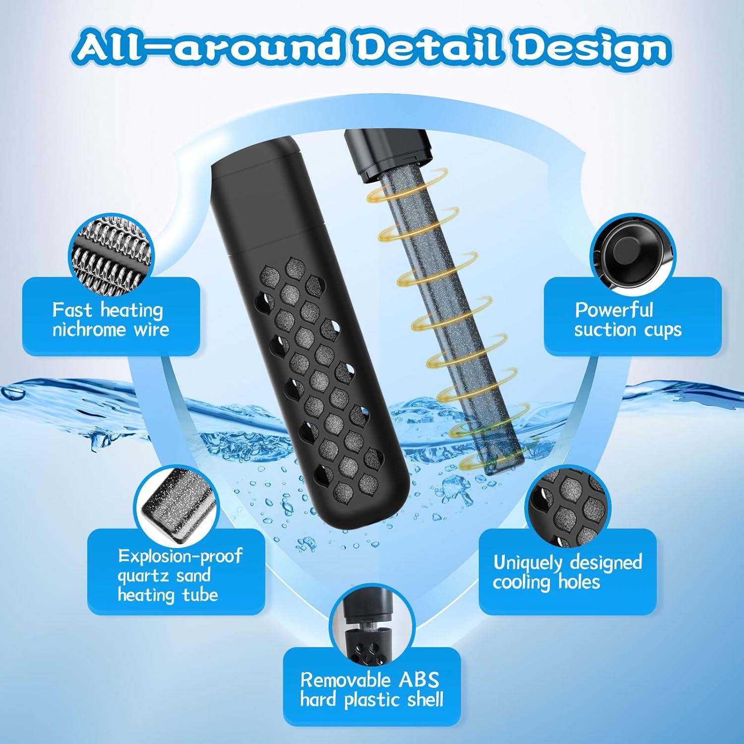 Calentador de Acuario HTSPPXT 100W Ajustable con Control LED