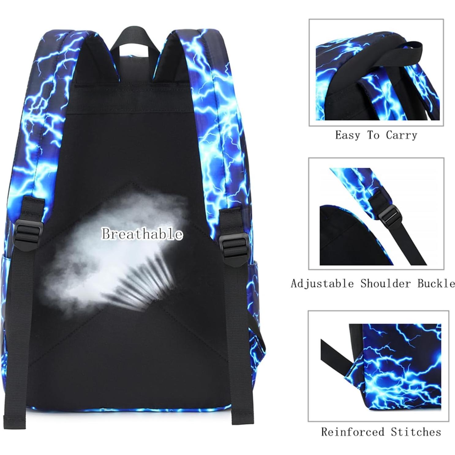 Mochila Escolar Impermeable 43 cm Azul para Niños y Adolescentes