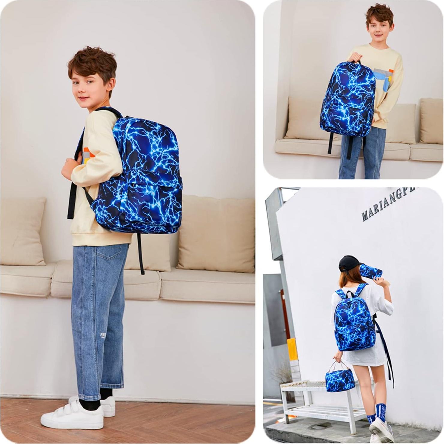 Mochila Escolar Impermeable 43 cm Azul para Niños y Adolescentes