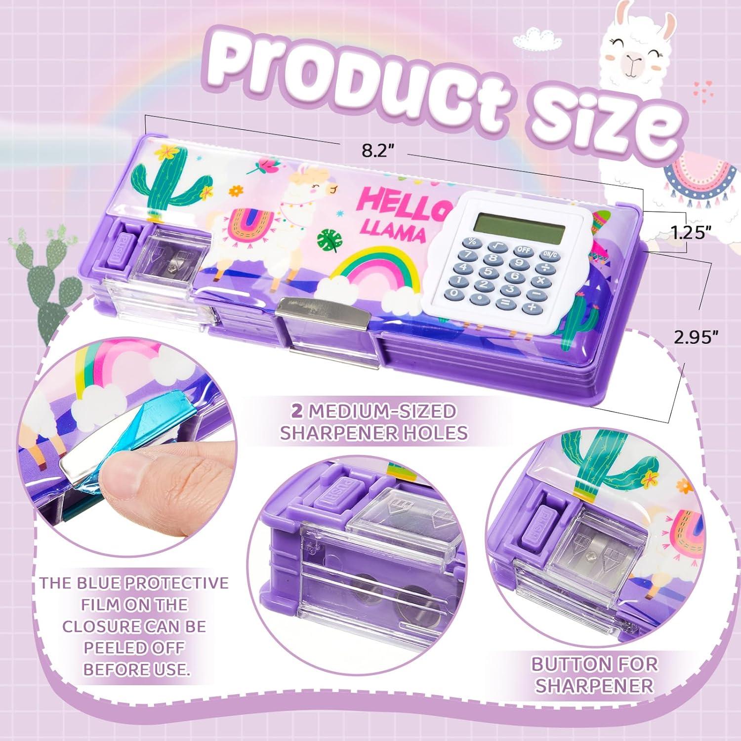 Henoyso 2 Fundas de Lápiz Multifuncionales con Calculadora y Sacapuntas