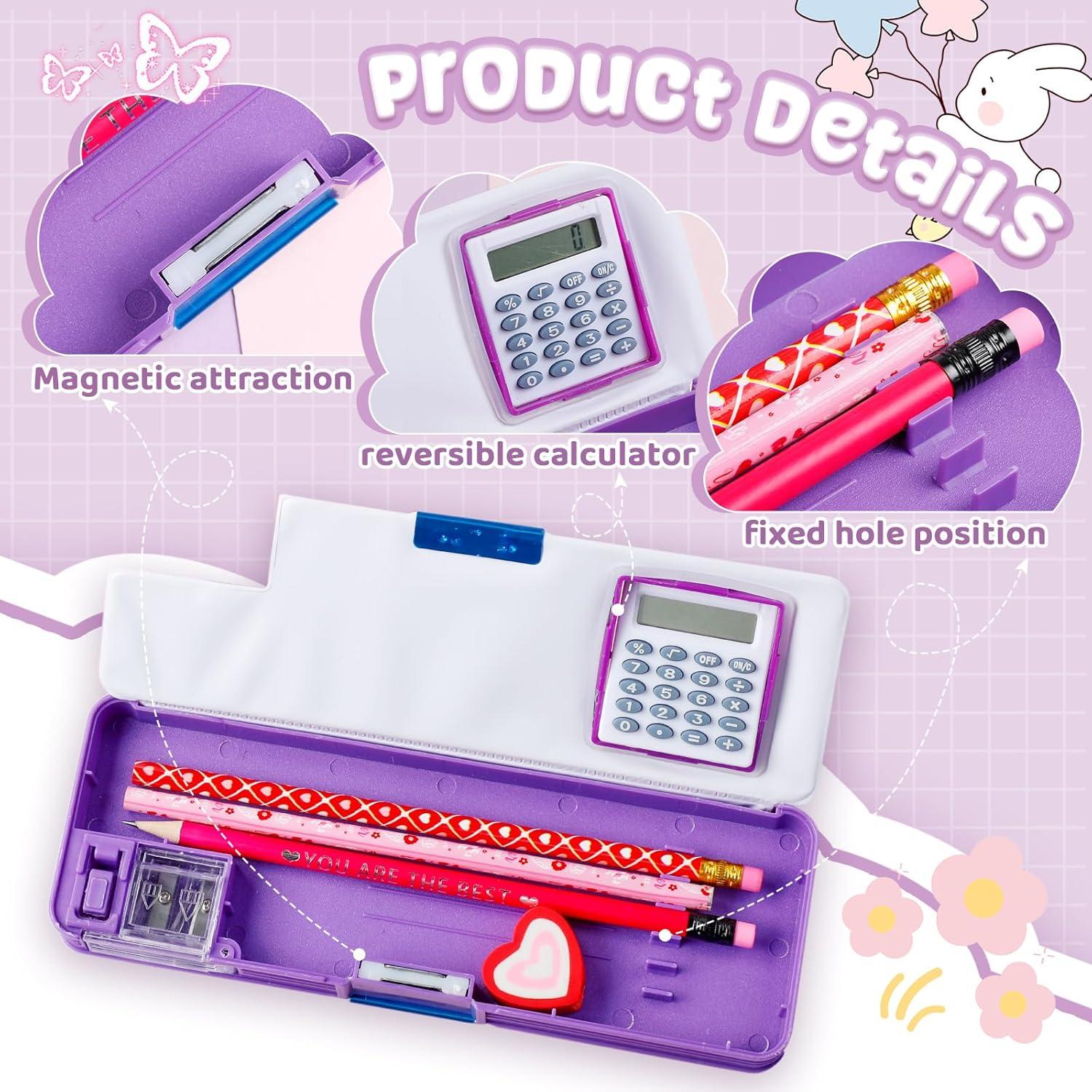 Henoyso 2 Fundas de Lápiz Multifuncionales con Calculadora y Sacapuntas