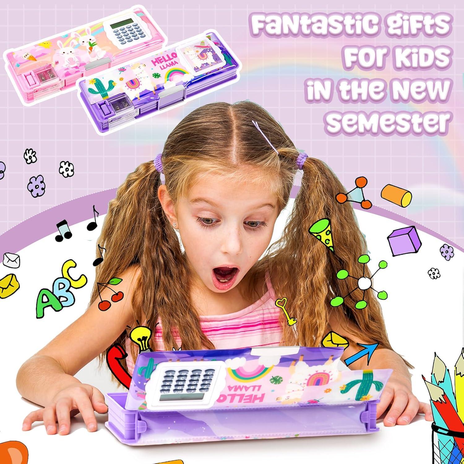 Henoyso 2 Fundas de Lápiz Multifuncionales con Calculadora y Sacapuntas