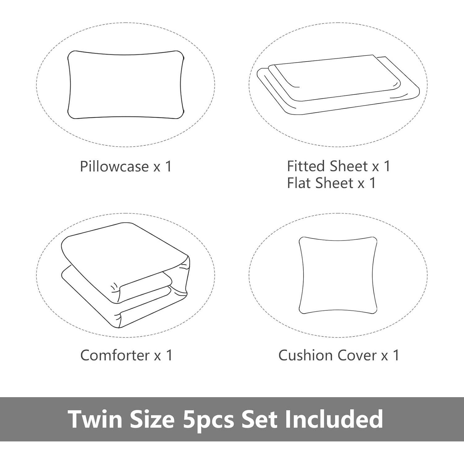 Juego de Ropa de Cama Gamer ROWADALO 5 Piezas Twin Azul