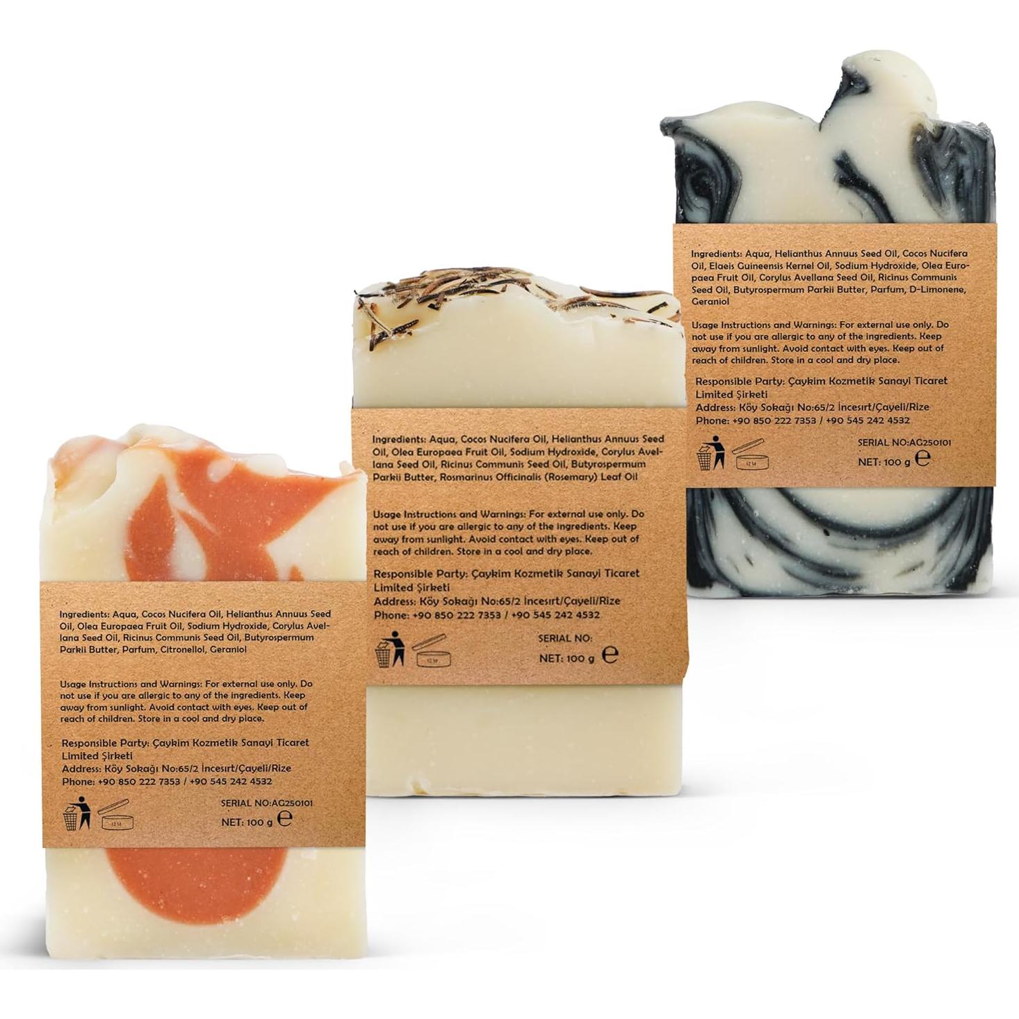 Paquete de 3 Jabones Naturales Arie Global - Romero, Hammam y Rosa