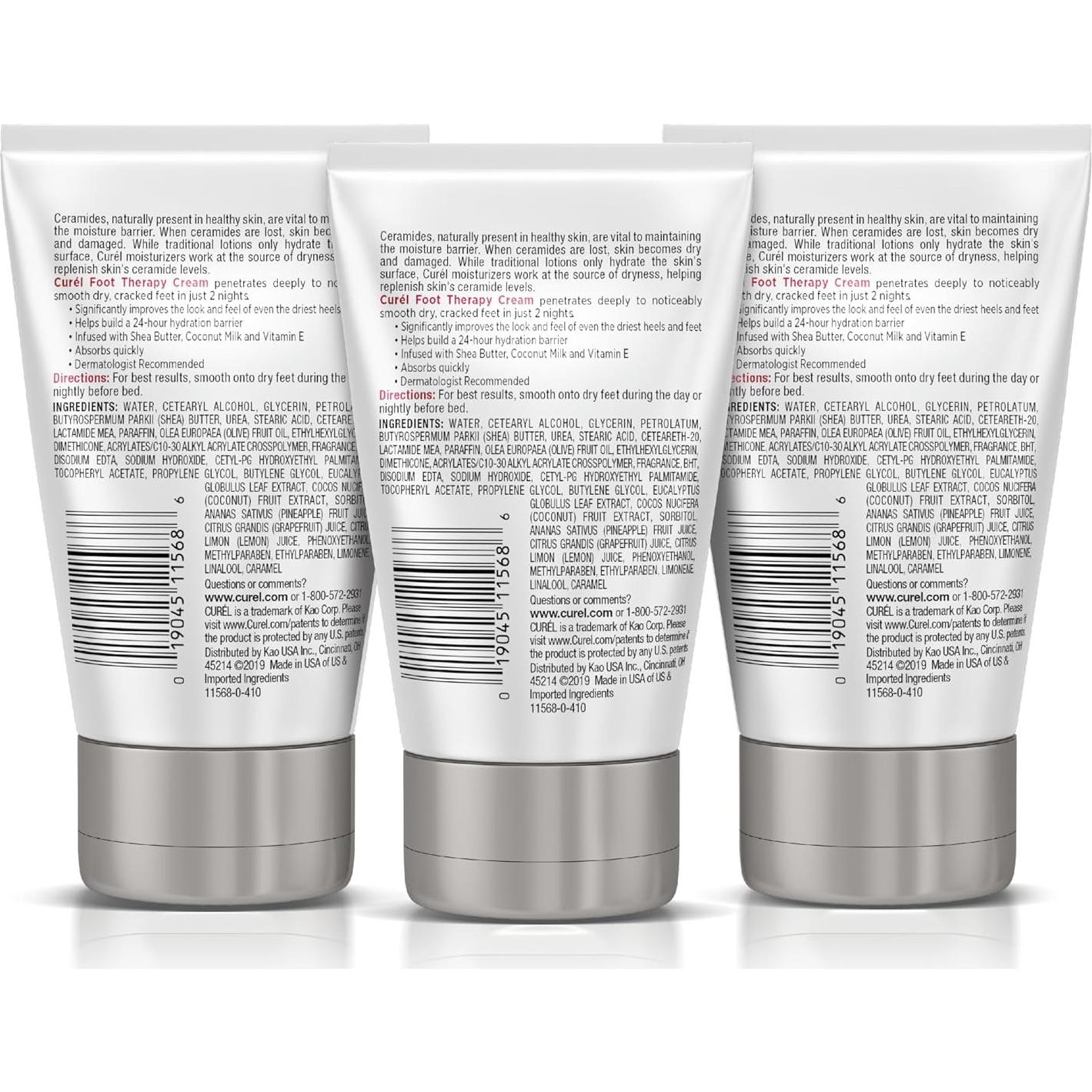 Crema Terapéutica para Pies Curel, Hidratante 3x34.6ml