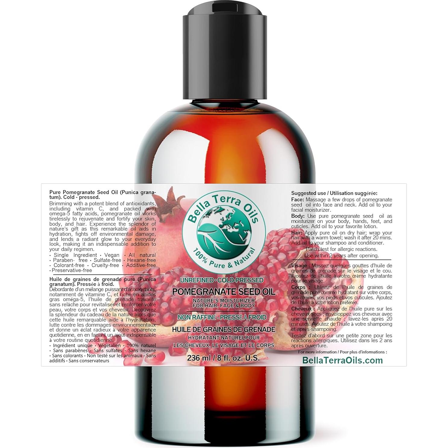 Aceite de Semilla de Granada Orgánico Bella Terra 236 ml - Hidratante