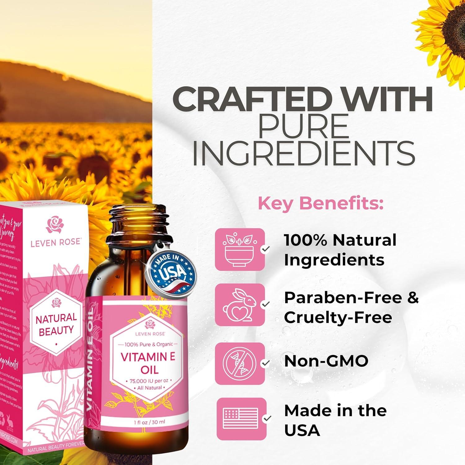 Aceite de Vitamina E 100% Puro Leven Rose 30 ml Orgánico