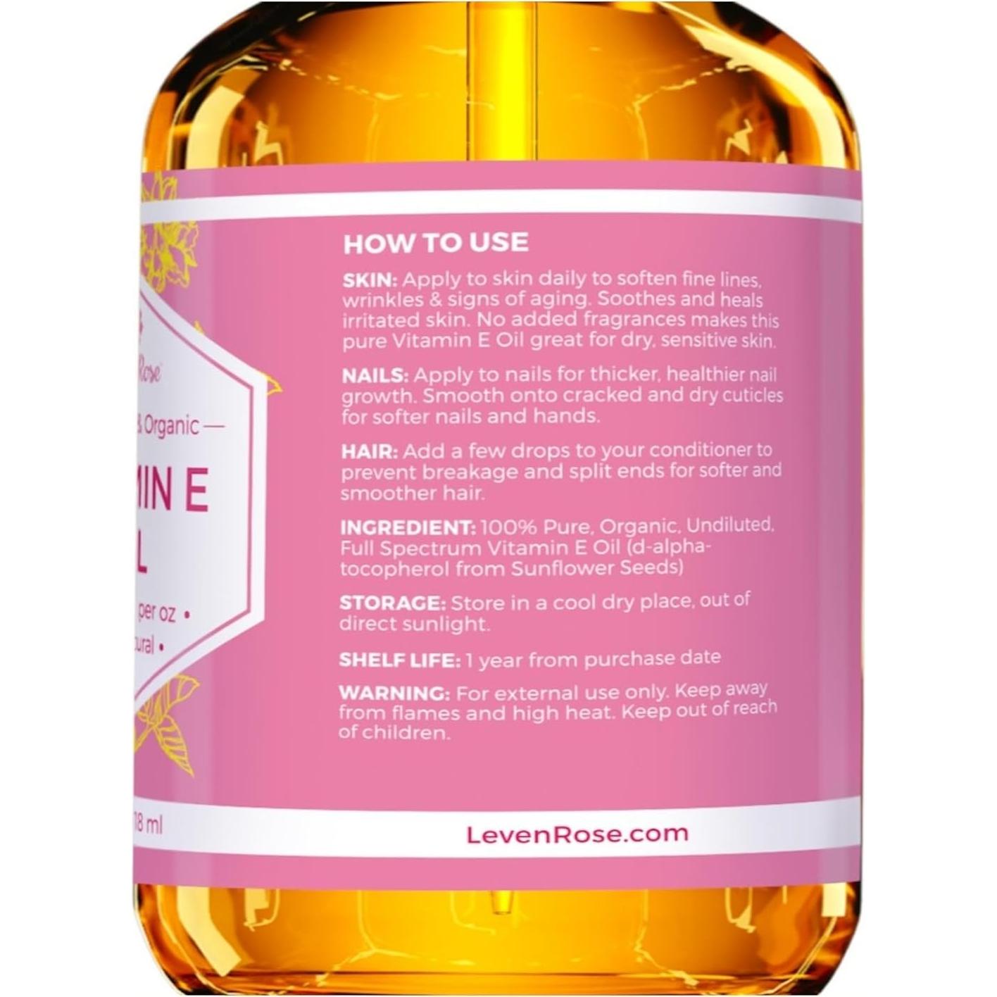 Aceite de Vitamina E 100% Puro Leven Rose 30 ml Orgánico