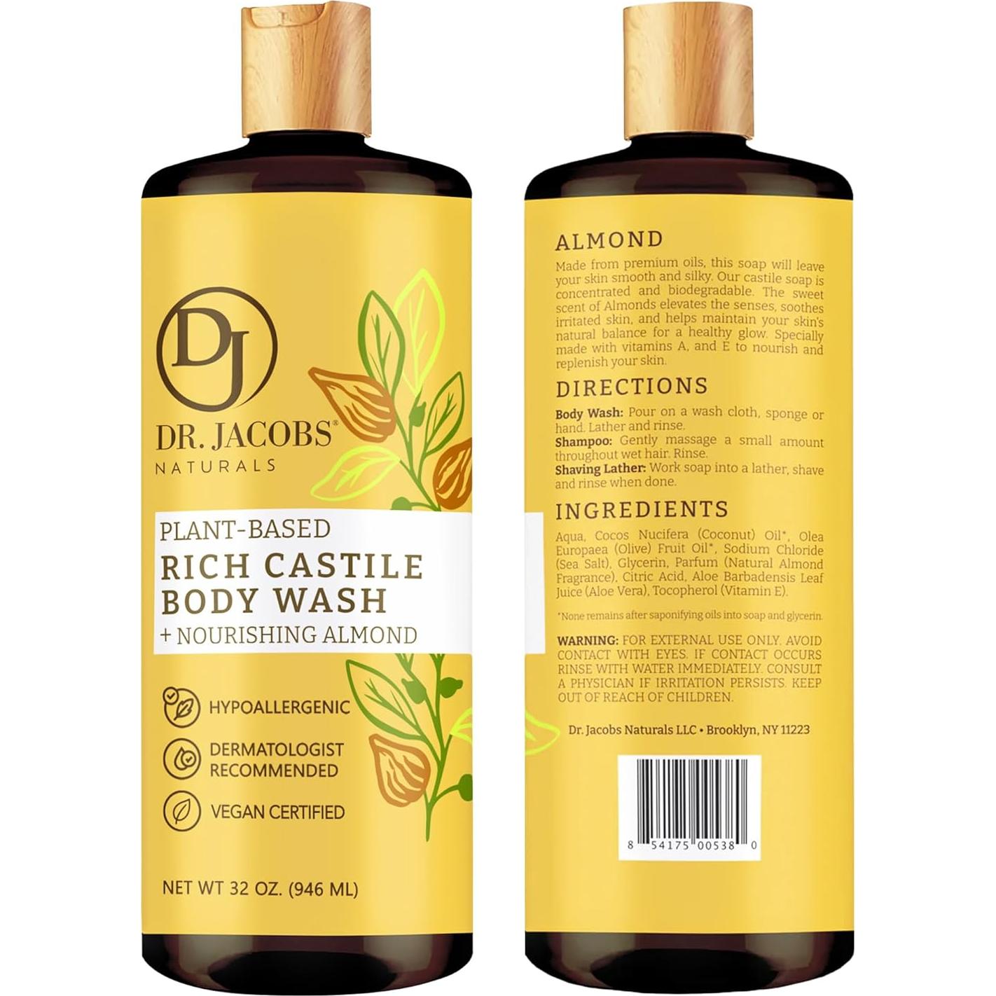 Jabón Corporal Natural Dr. Jacobs Almendra 907g - Hidratante