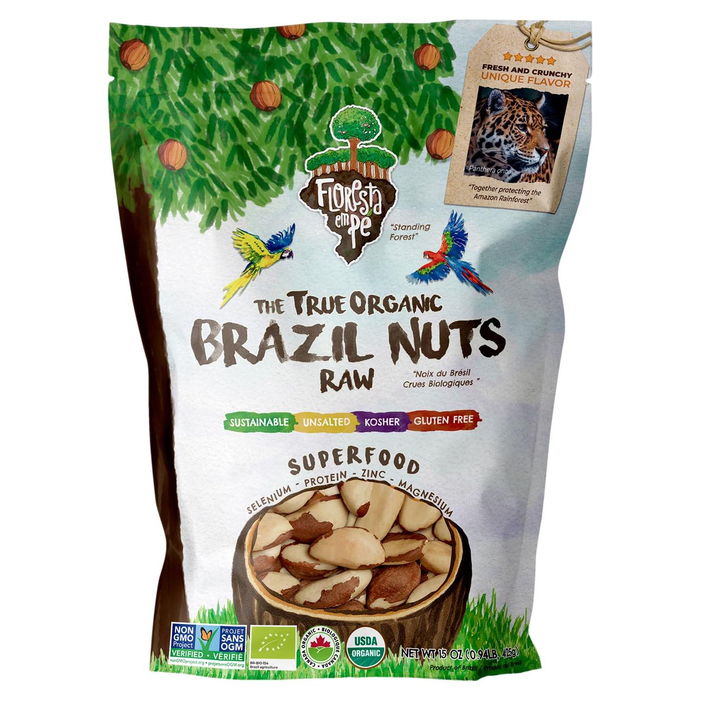 Nueces de Brasil Orgánicas Floresta en Pie 425g Crudas Sin Sal