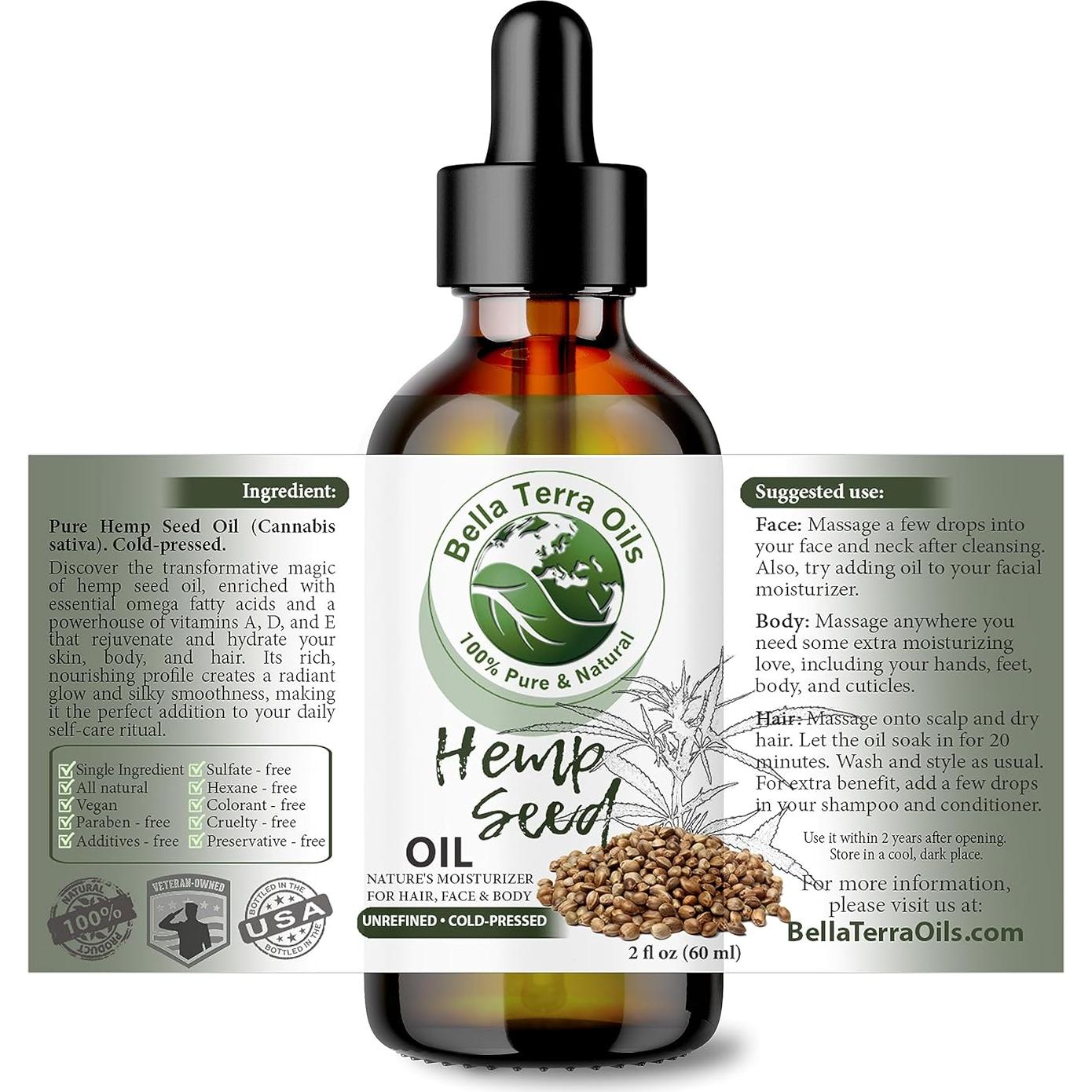 Aceite de Semilla de Cañamo Bella Terra 60ml - Nutrición Omega-6 y Omega-9