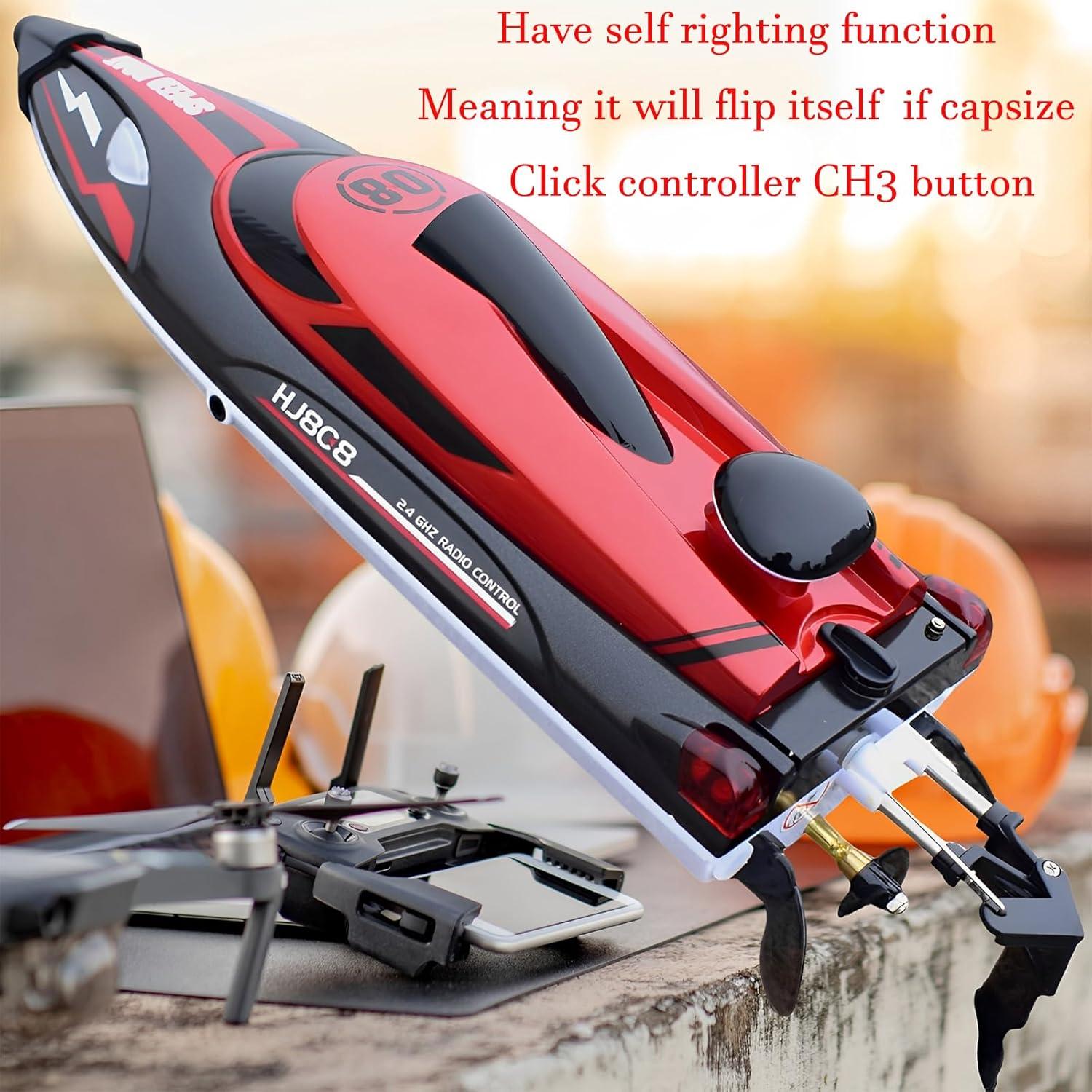 Barco RC DZH808 de alta velocidad 37 km/h con autoenderezado