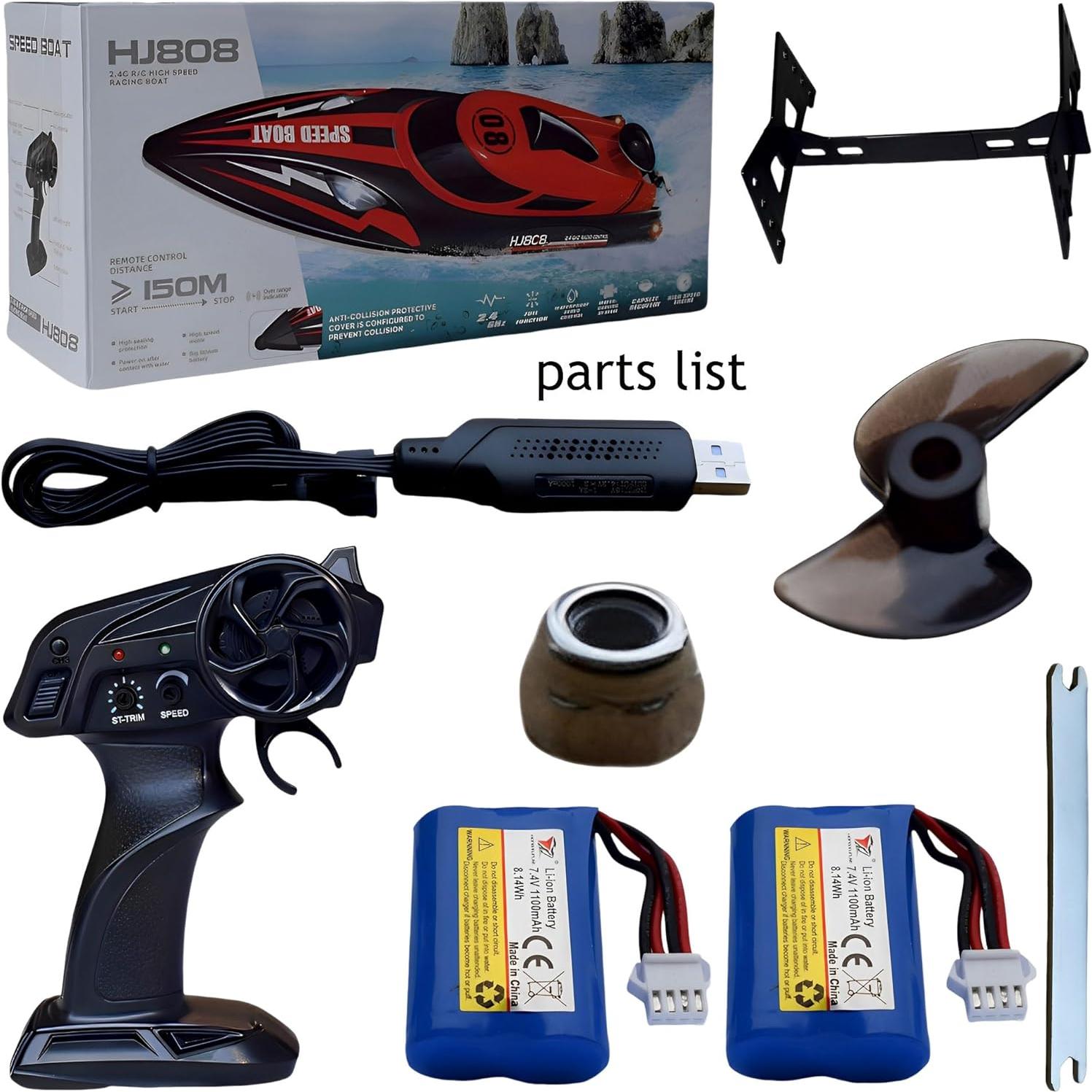 Barco RC DZH808 de alta velocidad 37 km/h con autoenderezado