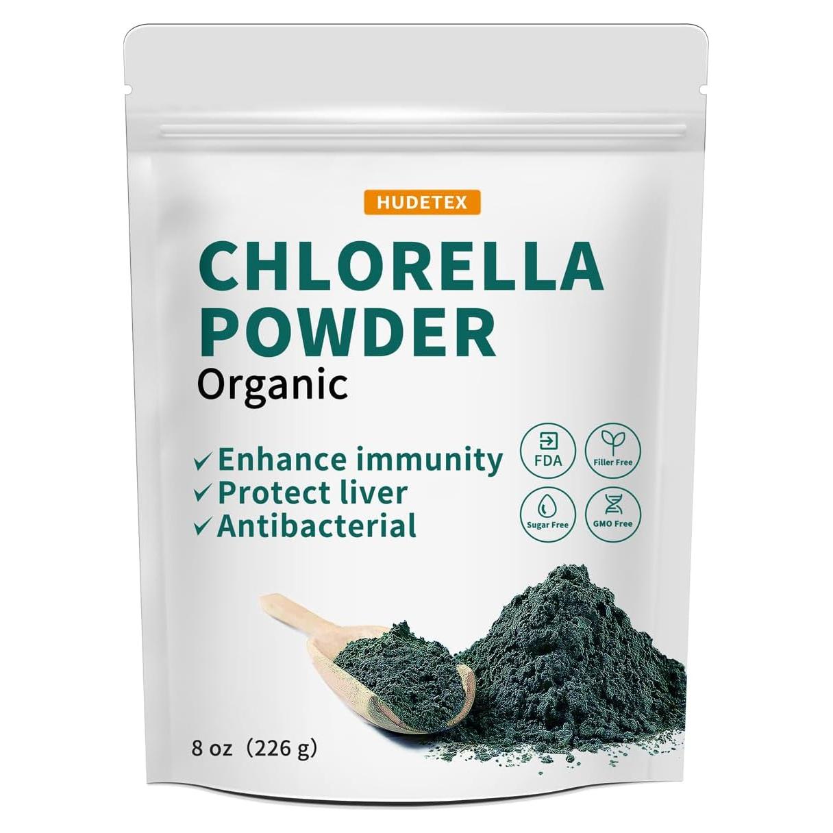 Polvo de Chlorella Natural HUDETEX 226.8 g - Vegano, Rico en Proteínas