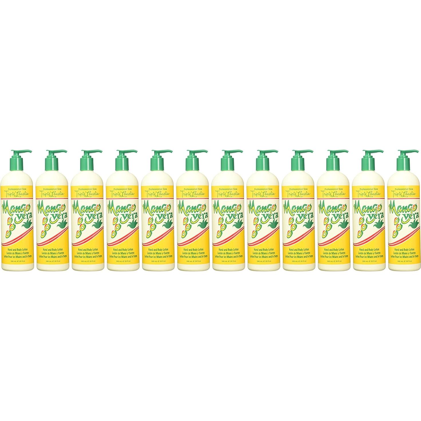 Loción de Aloe Vera Triple Lanolin Mango 20 oz Paquete 12