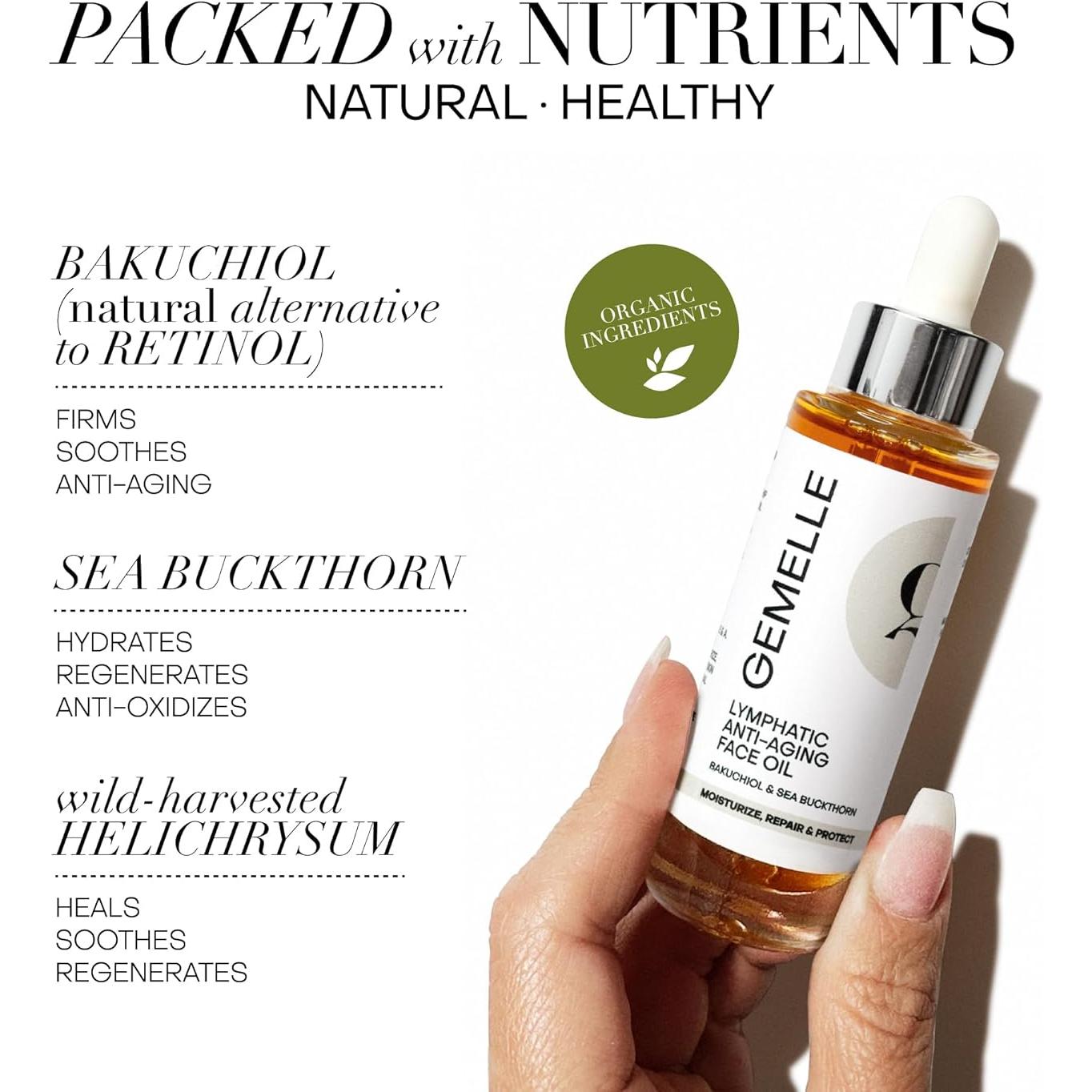 GEMELLE Aceite Facial Antienvejecimiento 15ml | Hidratante Natural