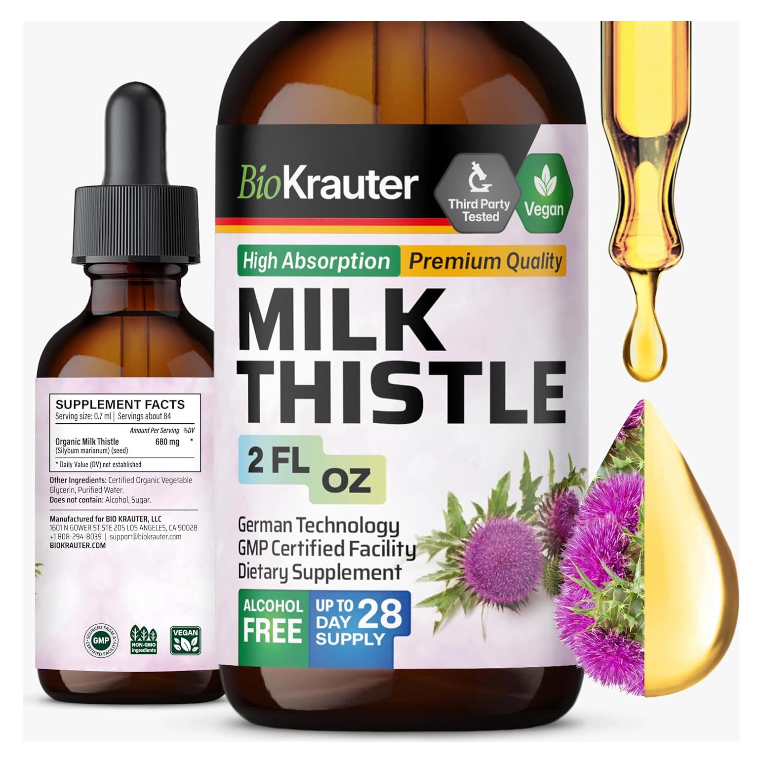 Gotas Líquidas de Cardo Mariano Bio Krauter 59.15 ml - Suplemento Hepático