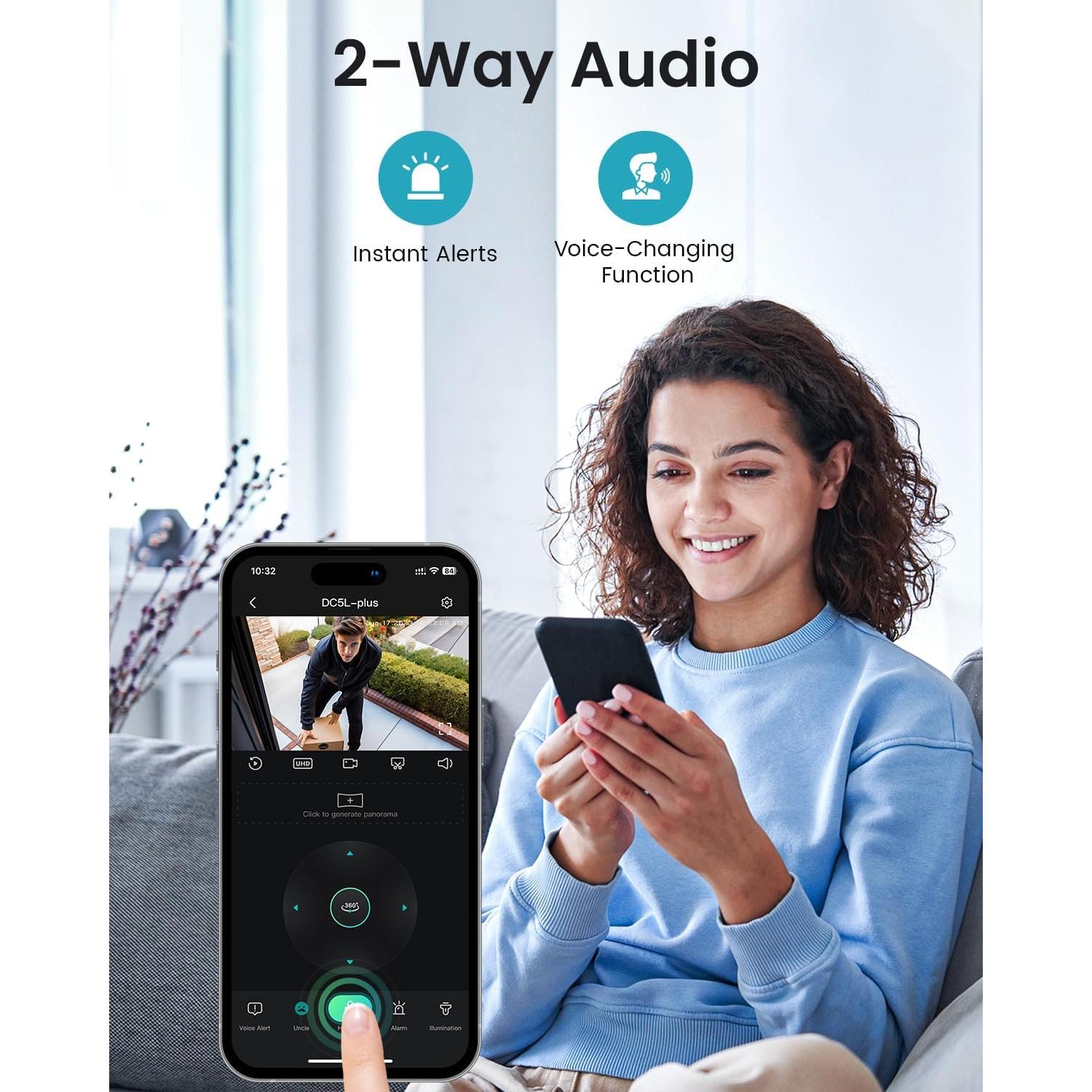 Cámara de Vigilancia WiFi DEKCO 2K Domo 360° Exterior