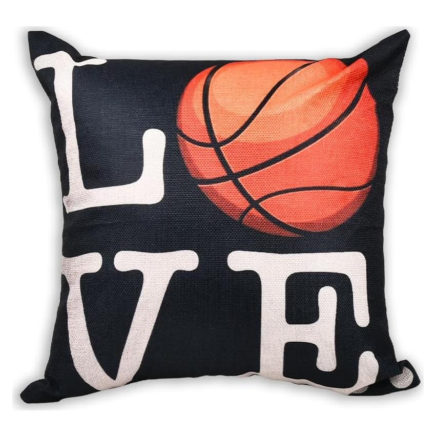 Funda de Cojín de Baloncesto Negra 45x45 cm con Cremallera