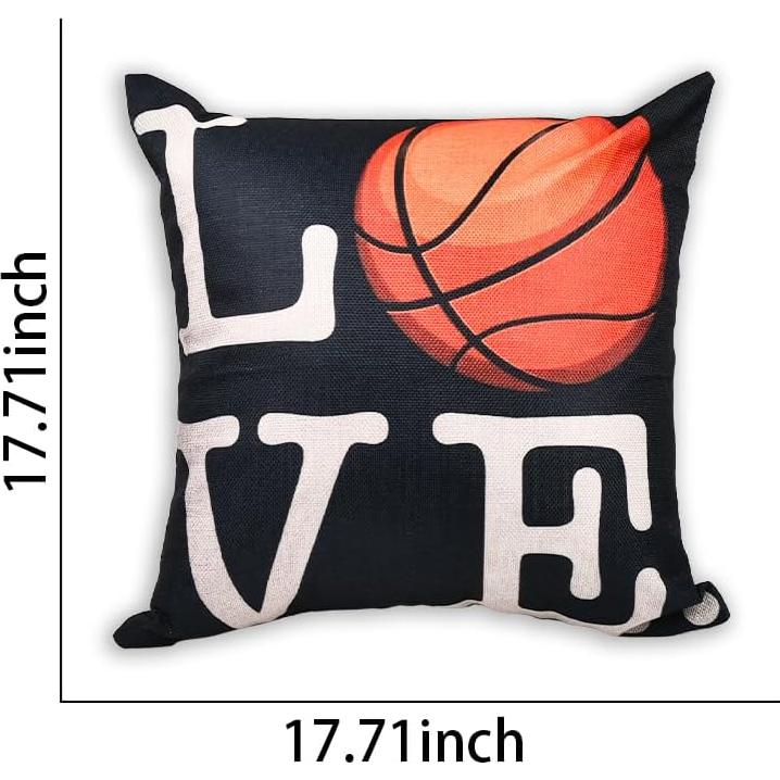Funda de Cojín de Baloncesto Negra 45x45 cm con Cremallera