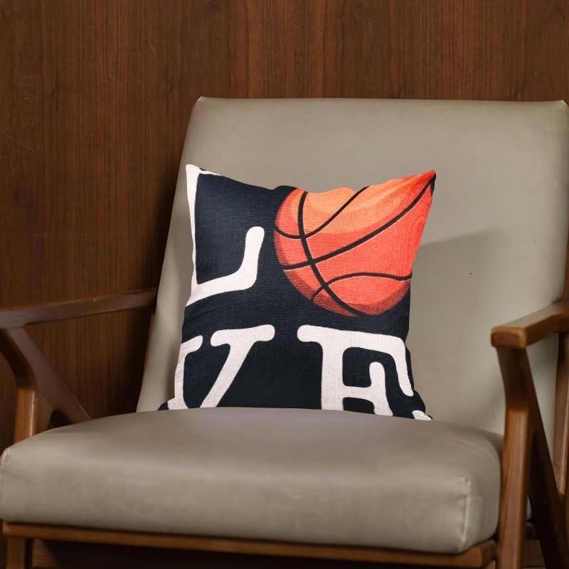 Funda de Cojín de Baloncesto Negra 45x45 cm con Cremallera