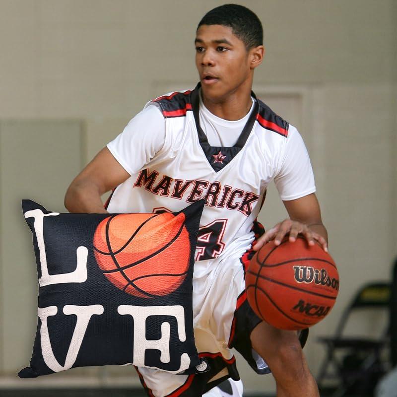 Funda de Cojín de Baloncesto Negra 45x45 cm con Cremallera