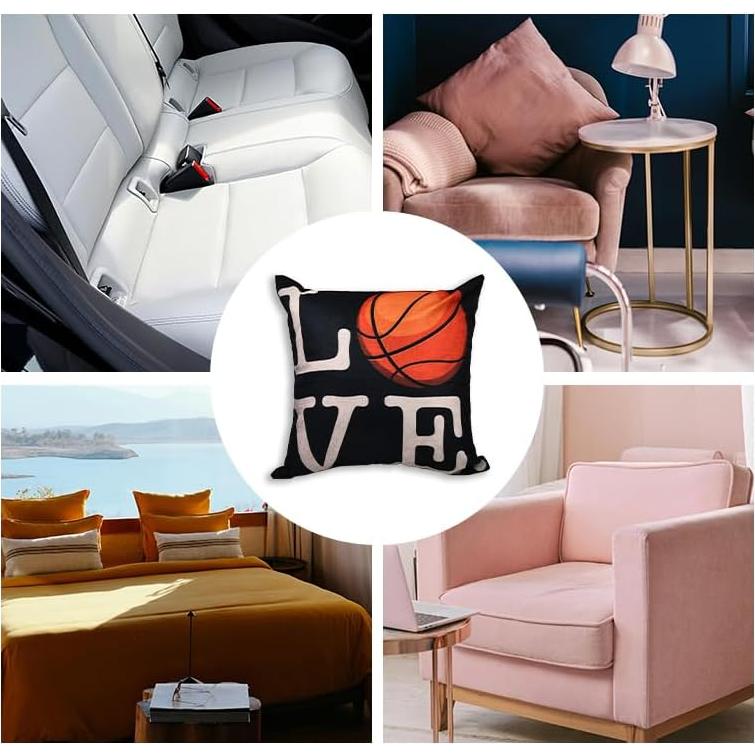 Funda de Cojín de Baloncesto Negra 45x45 cm con Cremallera