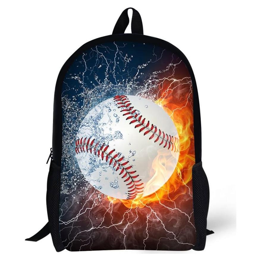Mochila Escolar 17" Patrón 3D Béisbol para Niños y Adultos