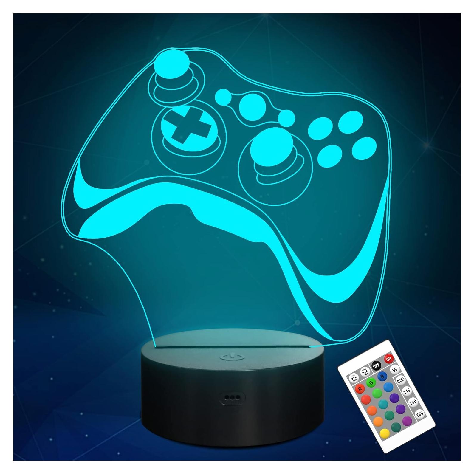 Lámpara Gamepad 3D Attivolife, Luz Nocturna Multicolor con Control Remoto