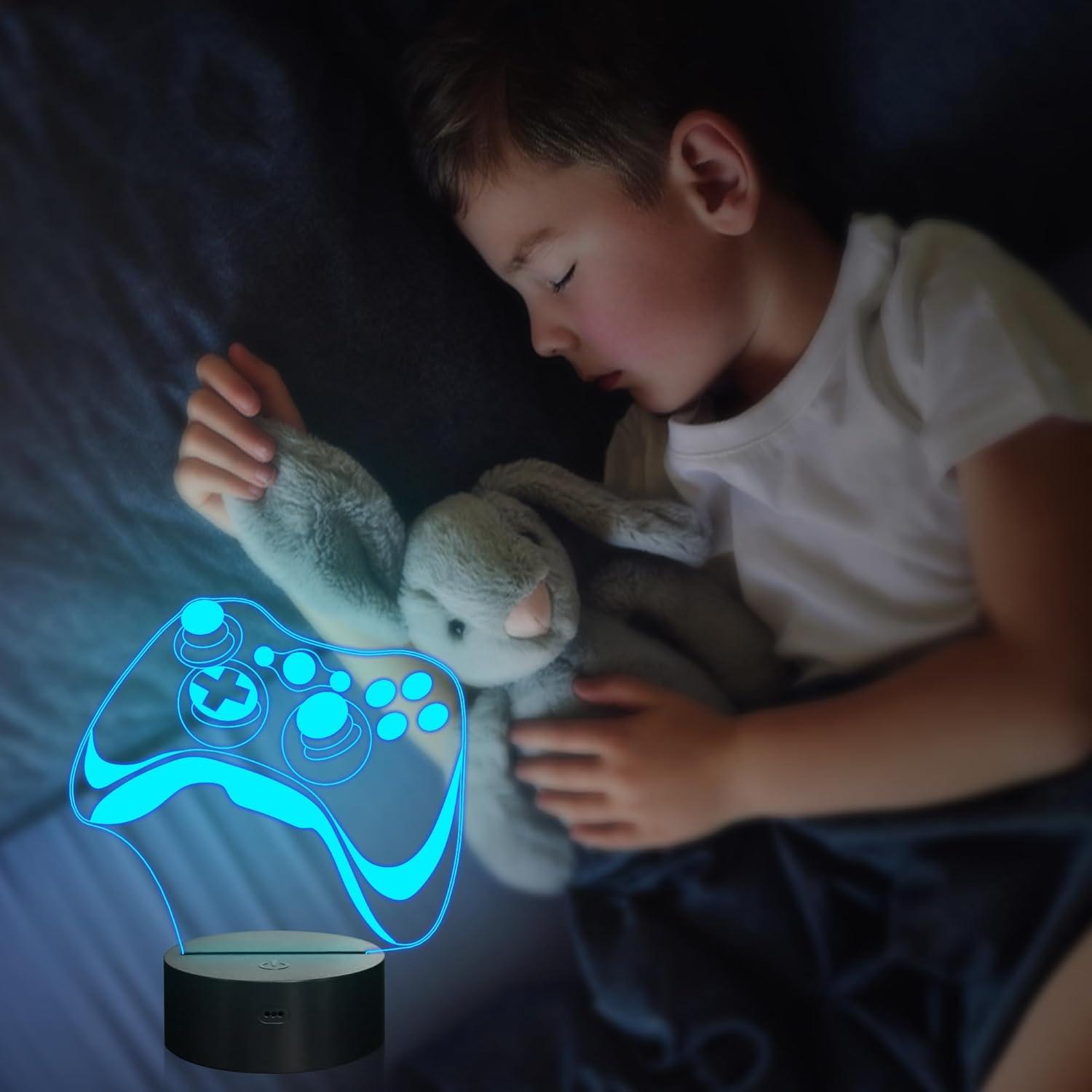 Lámpara Gamepad 3D Attivolife, Luz Nocturna Multicolor con Control Remoto
