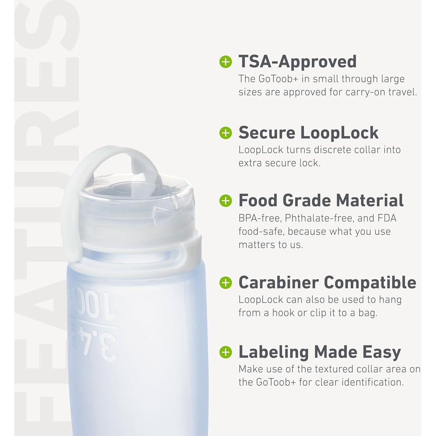 Botellas de Silicona Reutilizables humangear GoToob+ 3 Pzs 50ml