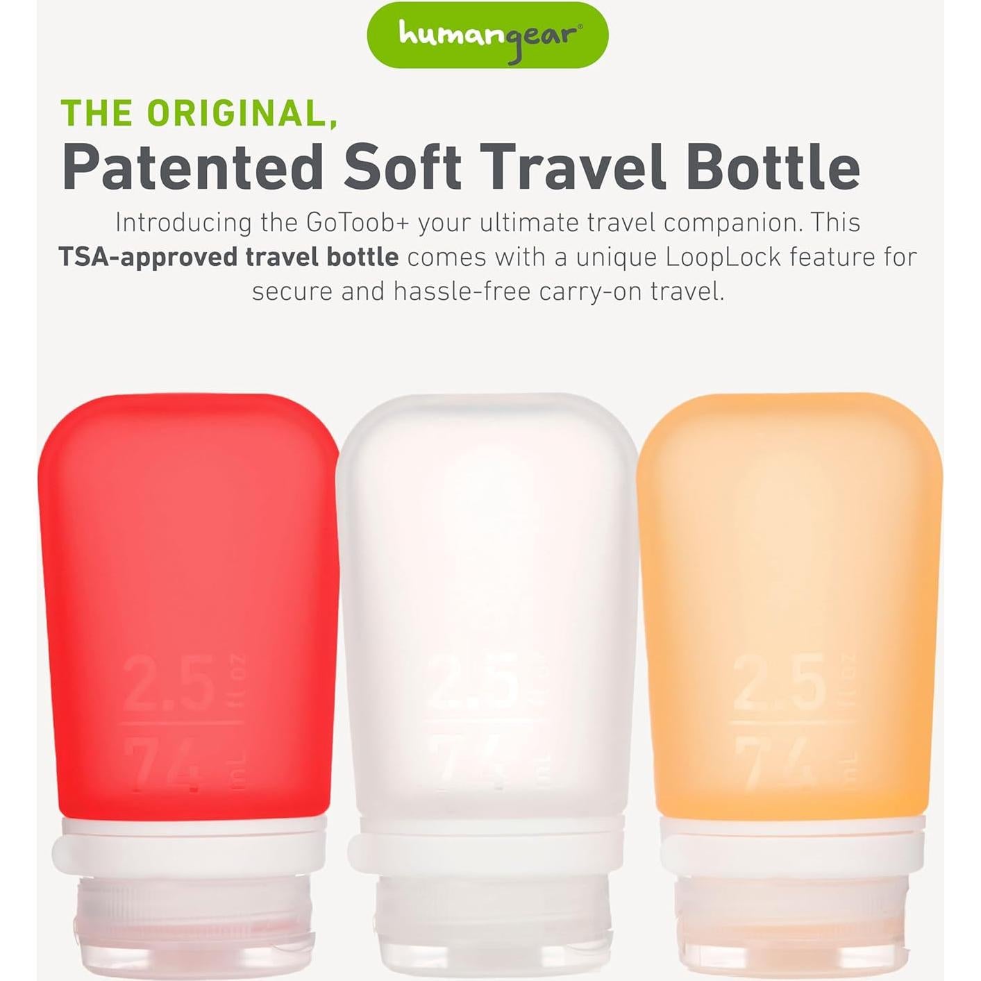Botella de Viaje Reutilizable humangear GoToob+ 74ml 3-Pack