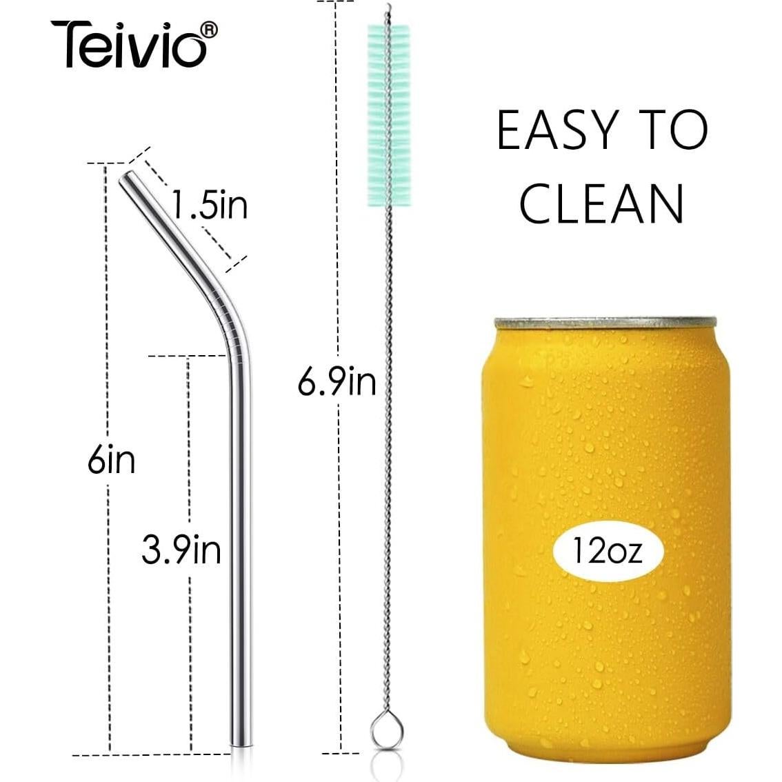 Pajitas Cortas de Acero Inoxidable Teivio 15 cm 8 Piezas