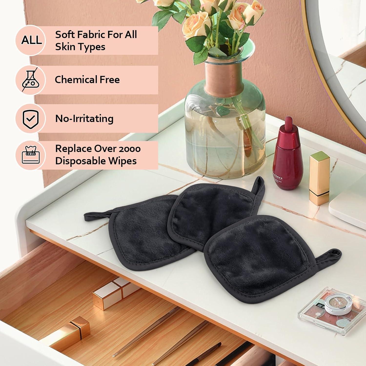 Paquete de 12 Paños Desmaquillantes Reutilizables HOMEXCEL 12.7 cm Negro