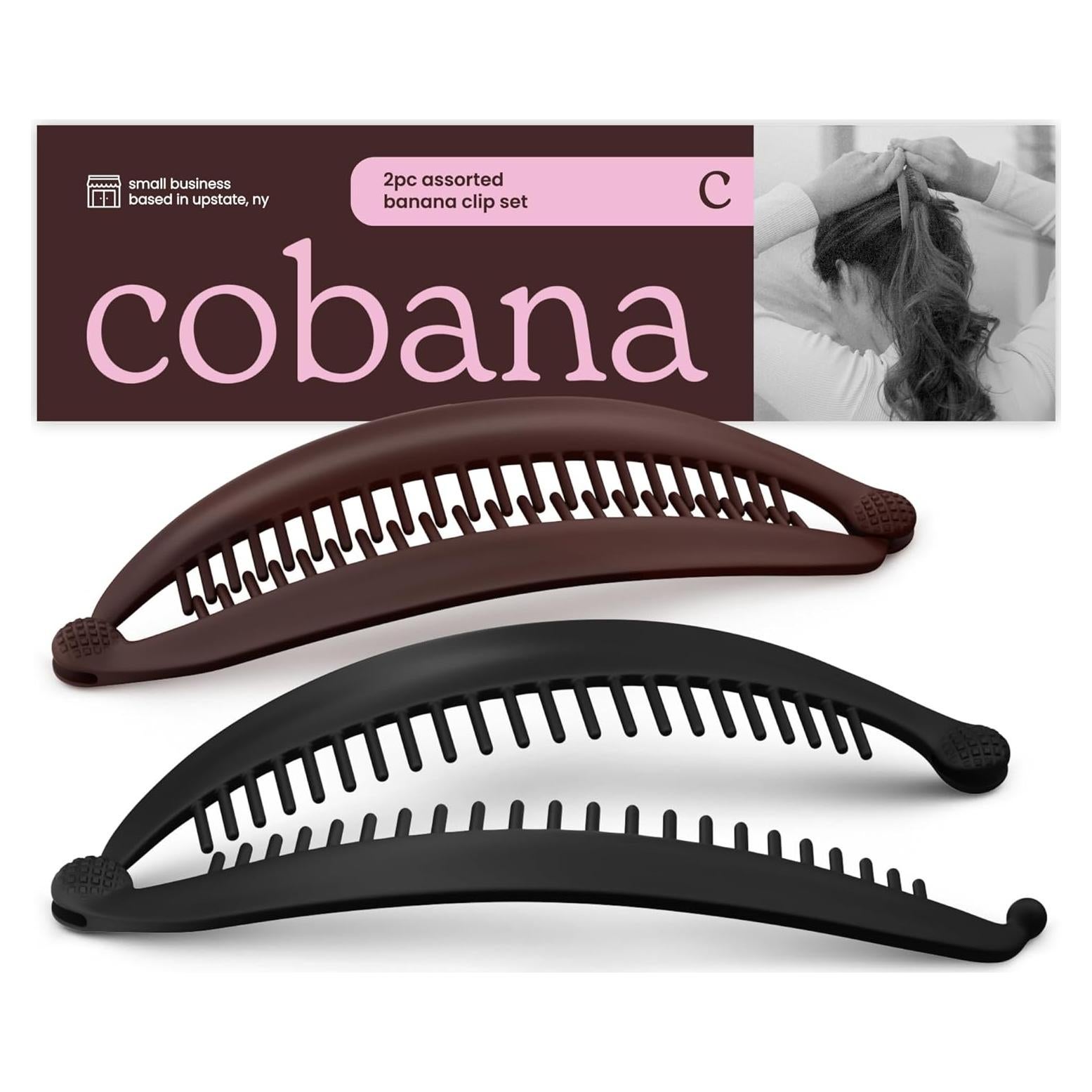 Set de 2 Clips de Plátano Cobana - Grande 15.24 cm - Negro y Marrón