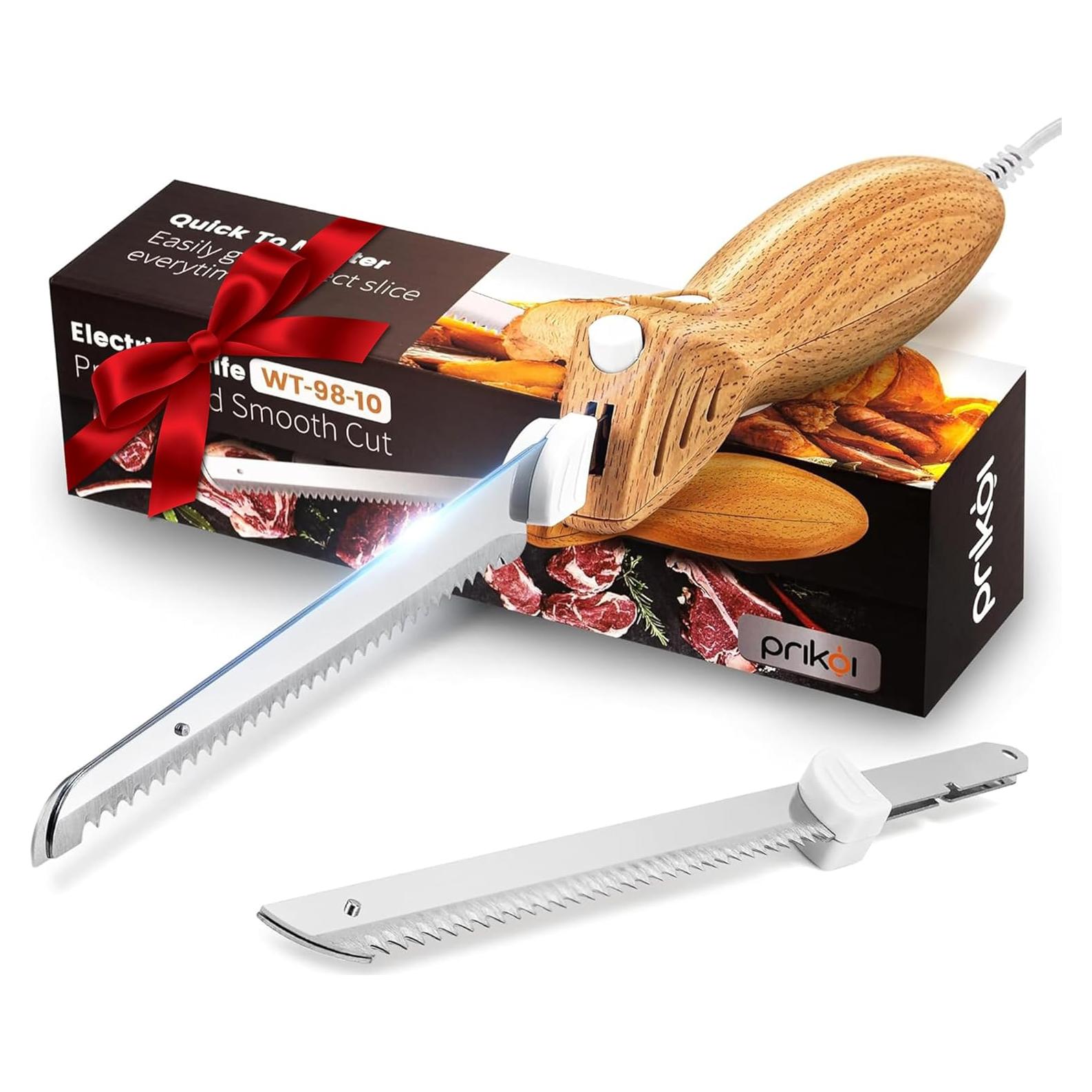 Cuchillo Eléctrico Prikoi con 2 Cuchillas para Carne y Pan