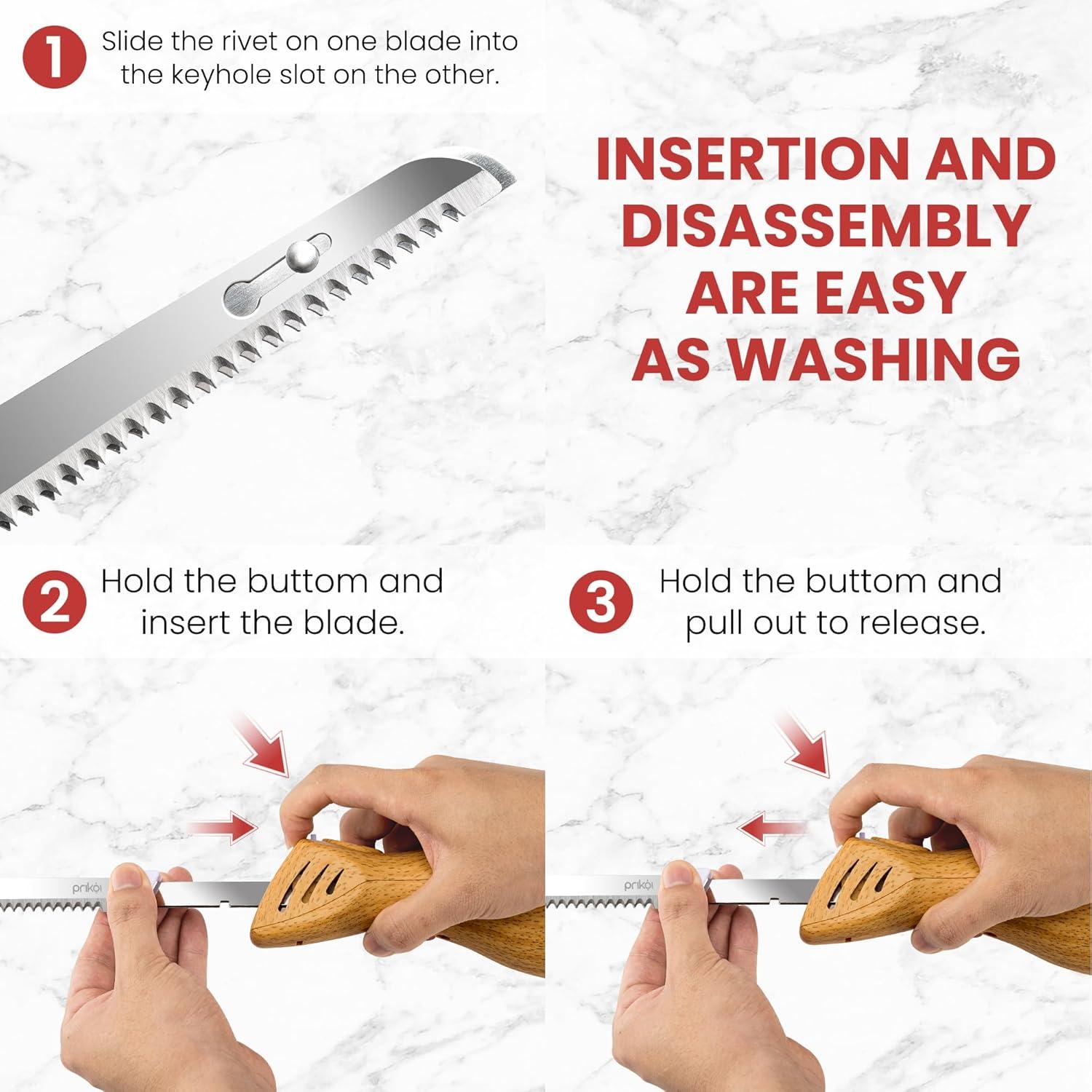 Cuchillo Eléctrico Prikoi con 2 Cuchillas para Carne y Pan