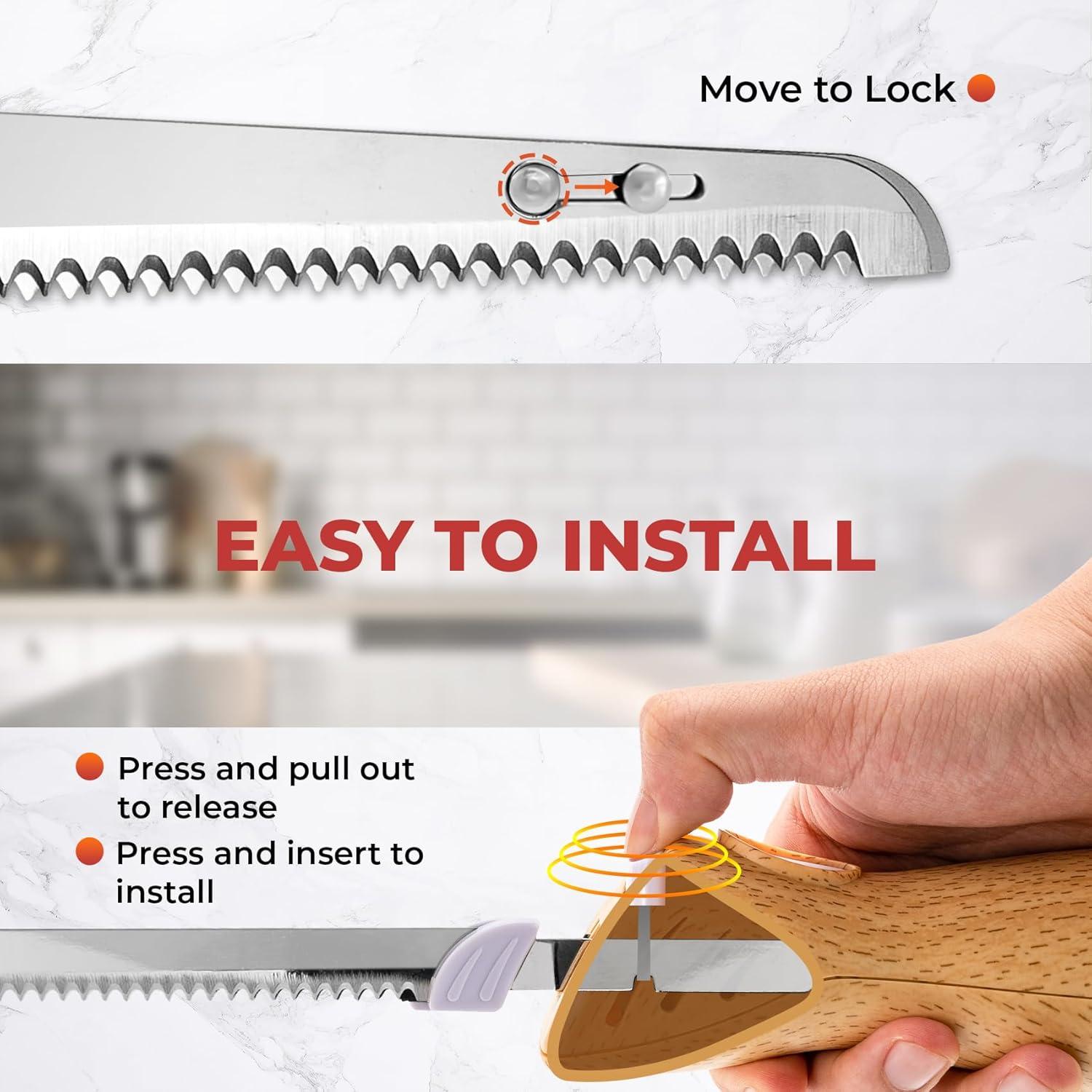 Cuchillo Eléctrico Prikoi con 2 Cuchillas para Carne y Pan