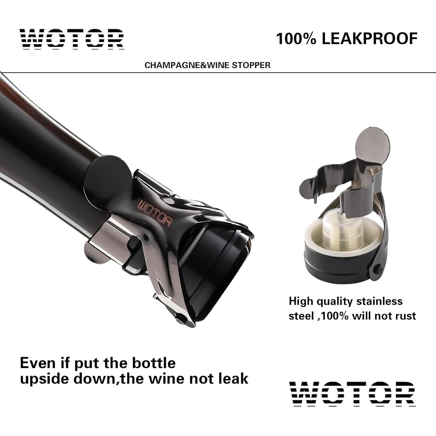 Tapones de Vino y Champagne WOTOR Acero Inoxidable 2 Piezas