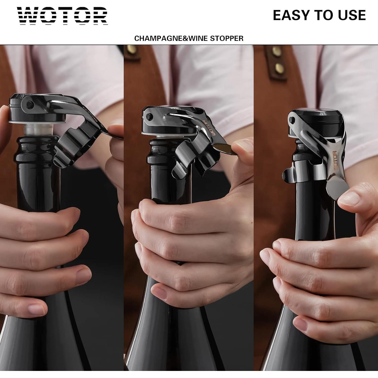 Tapones de Vino y Champagne WOTOR Acero Inoxidable 2 Piezas