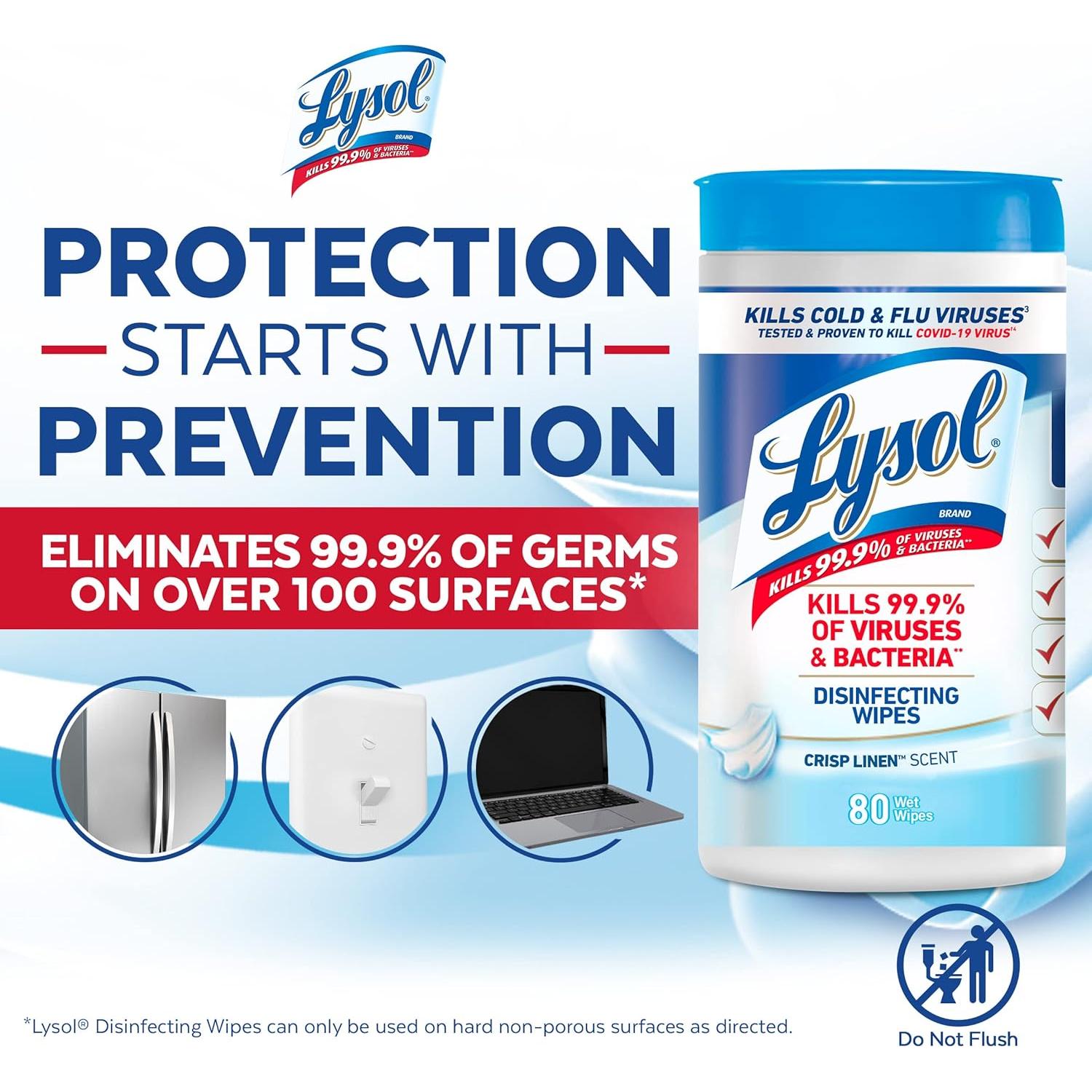 Toallitas Desinfectantes Lysol Lino Fresco 80 Unidades